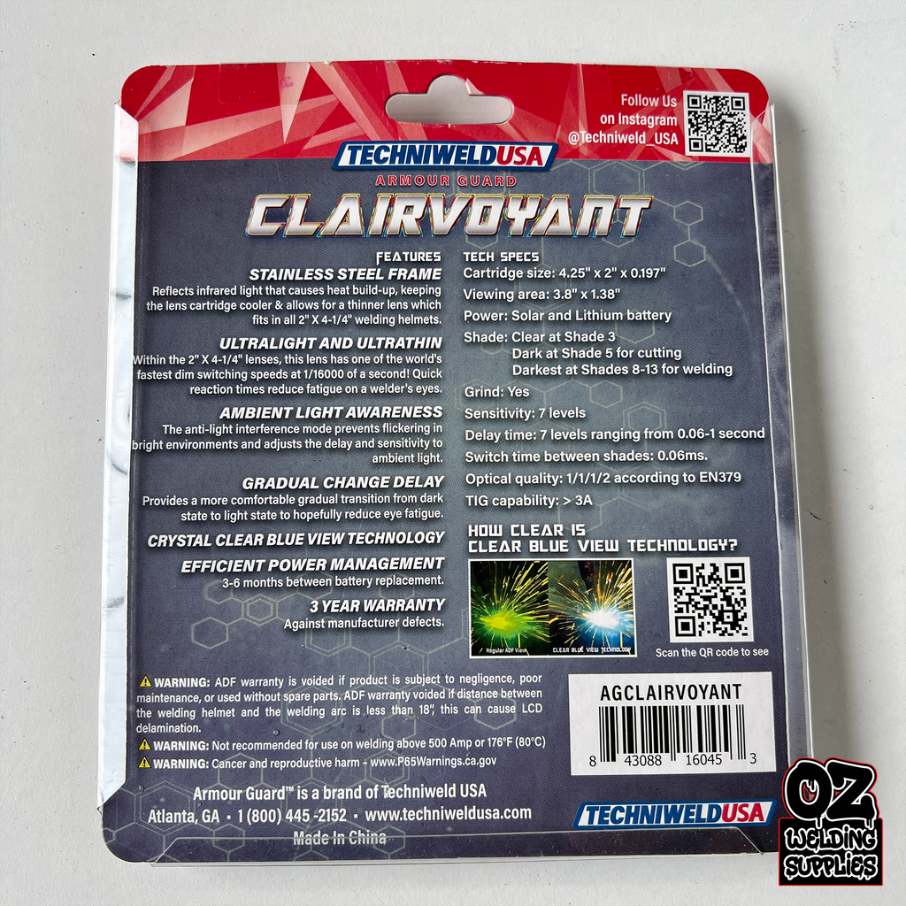 TechniWeld - Clairvoyant Armour Guard Welding Lens 2 x 4.25 Multi Shade ...